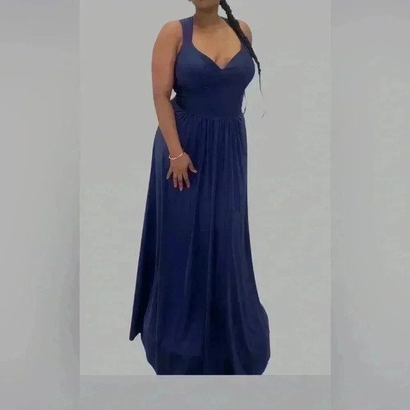 Allure Bridal Navy Blue slight cap sleeve‎ and keyhole back Size 22 - Picture 1 of 4